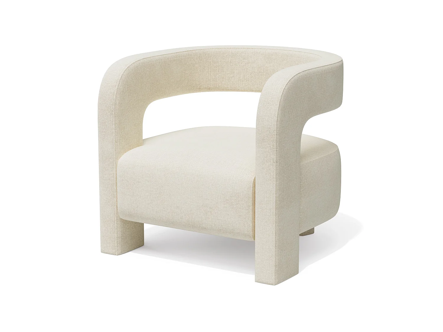 Fauteuil PERLE en velours chenillé crème