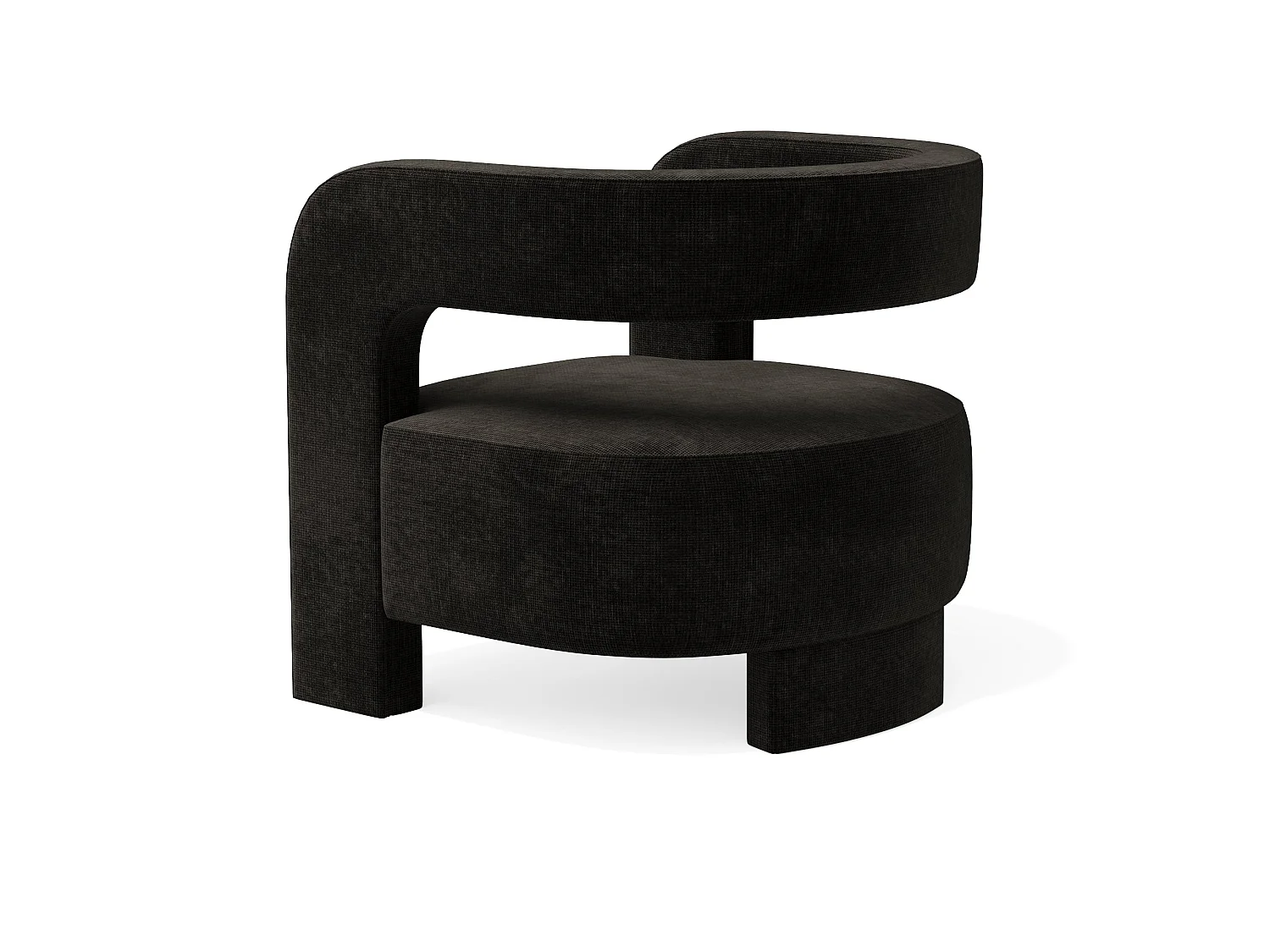 Fauteuil PERLE en velours chenillé noir