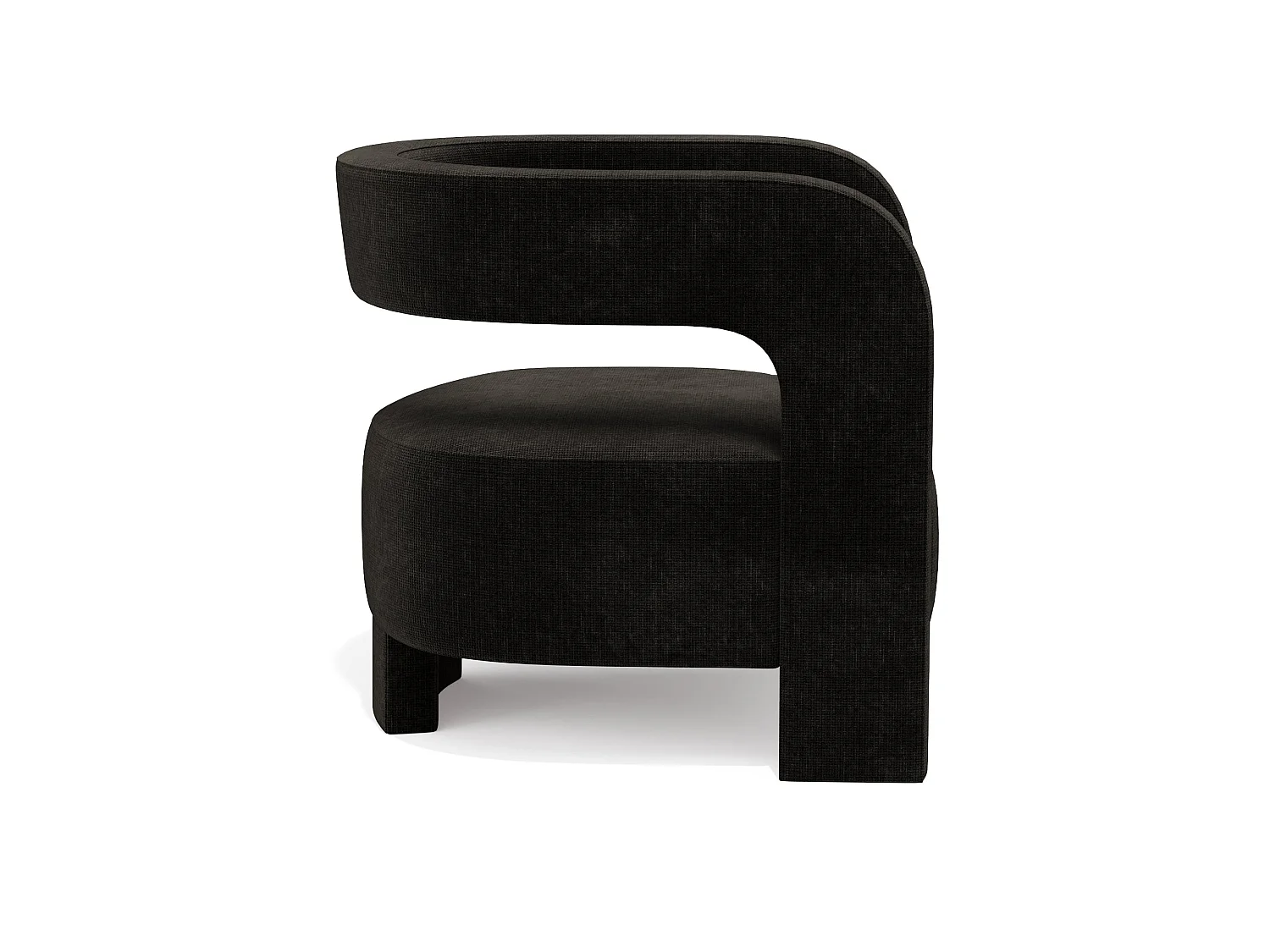 Fauteuil PERLE en velours chenillé noir