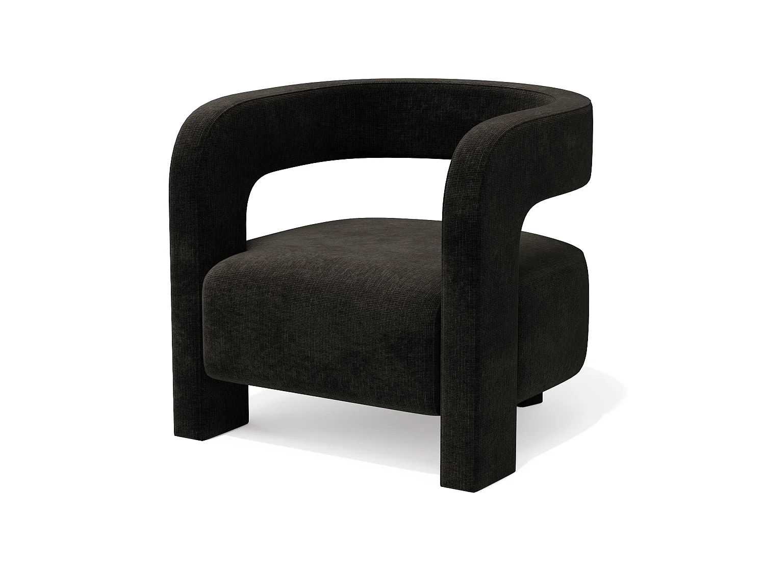 Fauteuil PERLE en velours chenillé noir