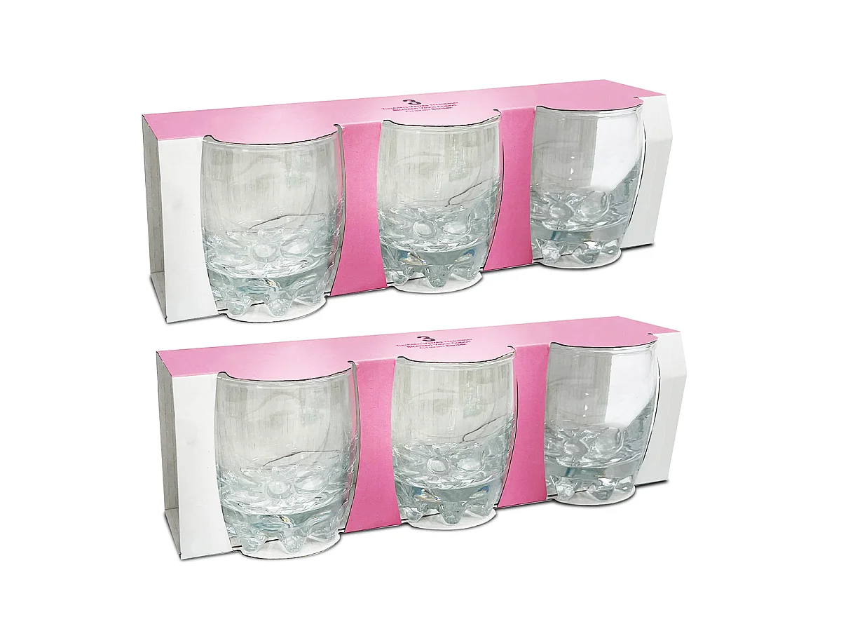 Lot de 6 Verres bas design transparent à base sculptée effet cristal,Gobelets élégant pour dégustation,capacité 31.5 cl