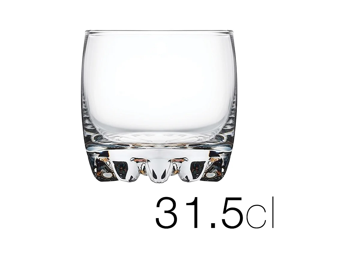 Lot de 6 Verres bas design transparent à base sculptée effet cristal,Gobelets élégant pour dégustation,capacité 31.5 cl