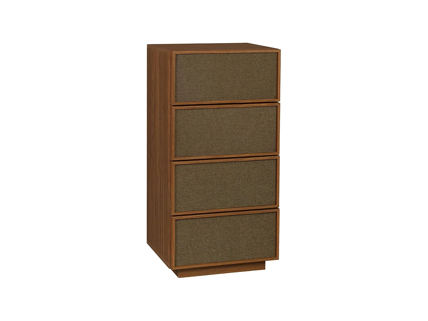 Cassettiera decorata in legno e tessuto 4 cassetti, Kuba, Noce, 48x40x98.5 cm