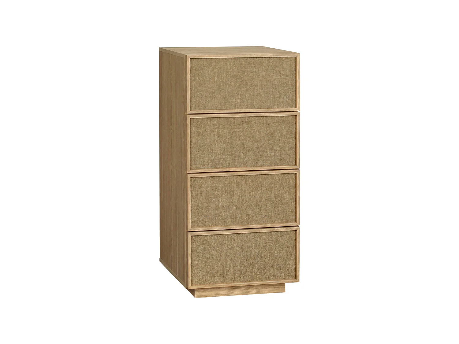 Chiffonnier décor bois et tissu 4 tiroirs naturel - Kuba