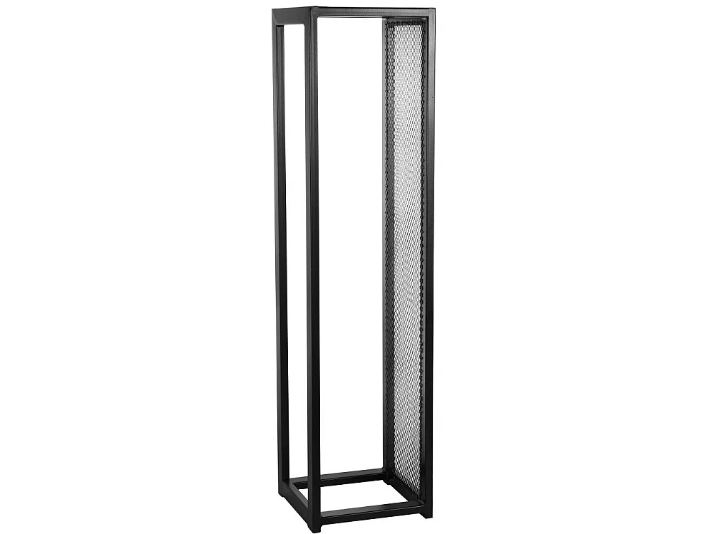 Range-bûches avec grille en acier noir 30x30x120cm