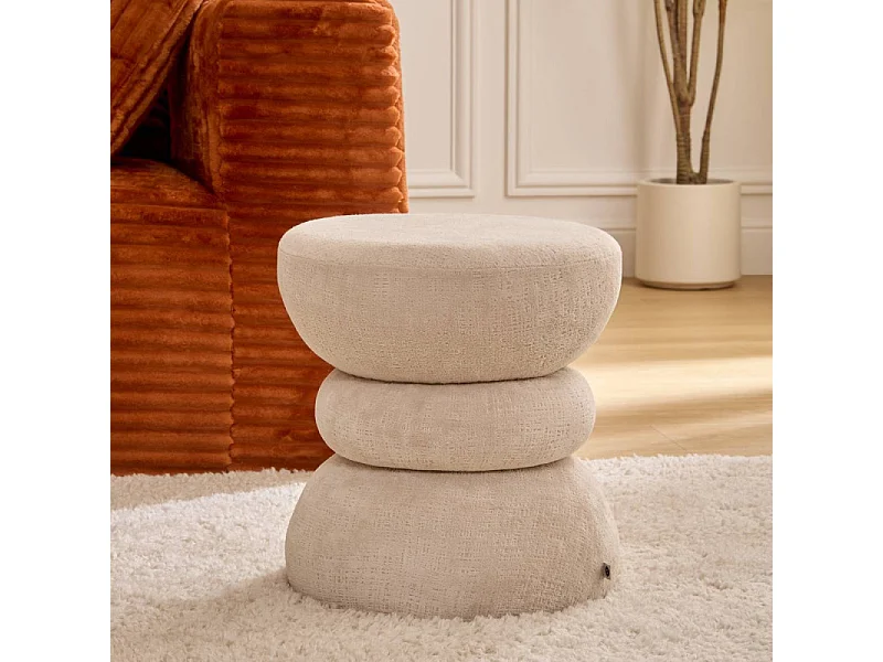 Pouf totem Ritem H38,5 cm ivoire Atmosphera