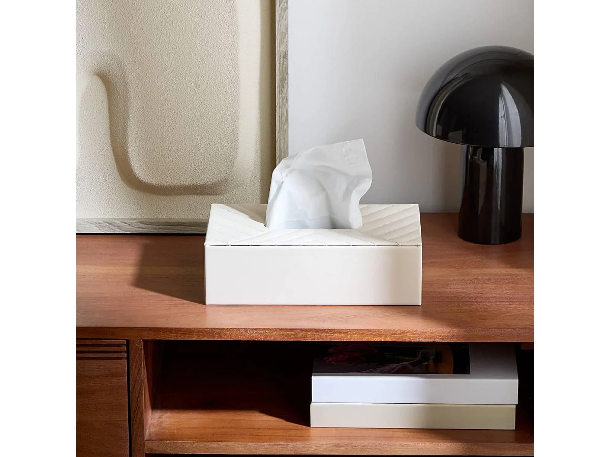Boîte à Mouchoirs Déco "Natty" 25cm Blanc