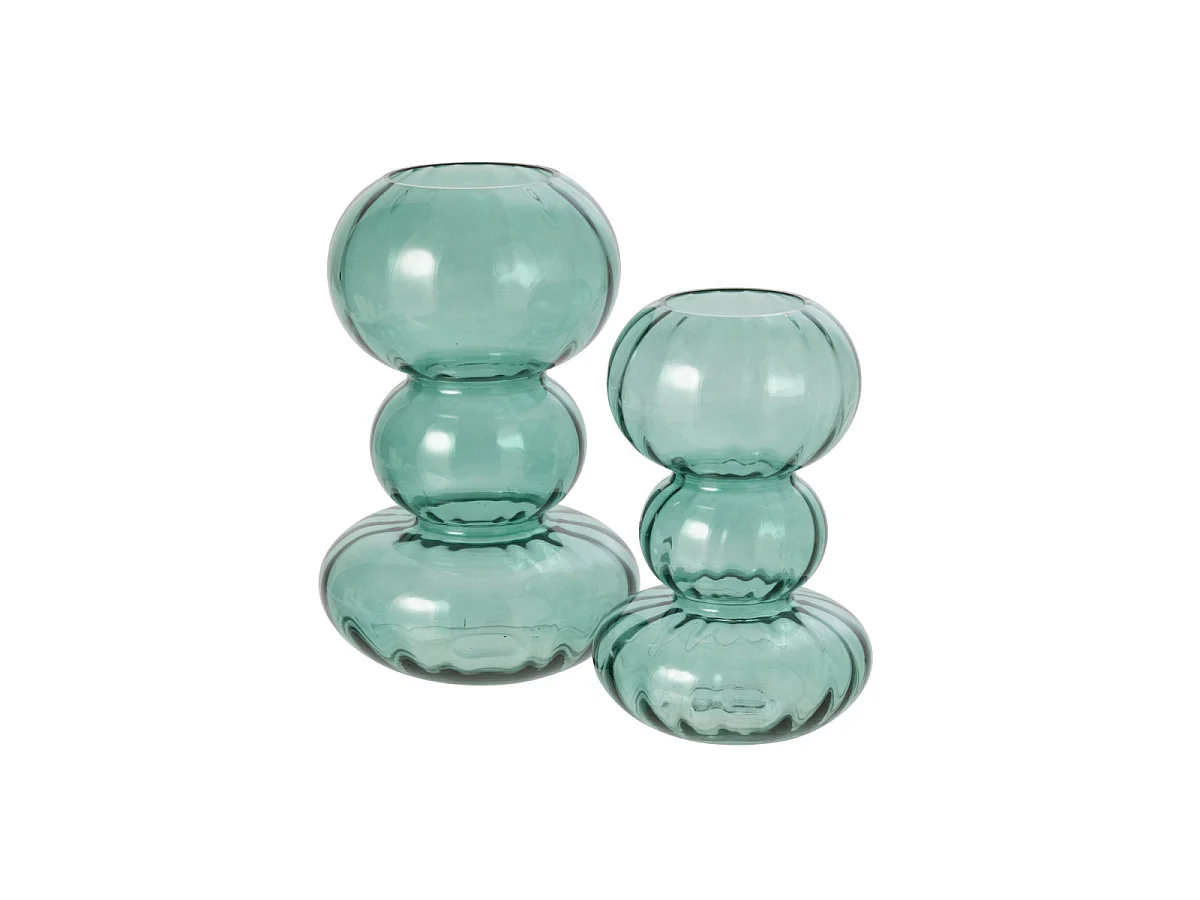Vase Bulle en Verre "Rosalie" 27cm Bleu Pétrole