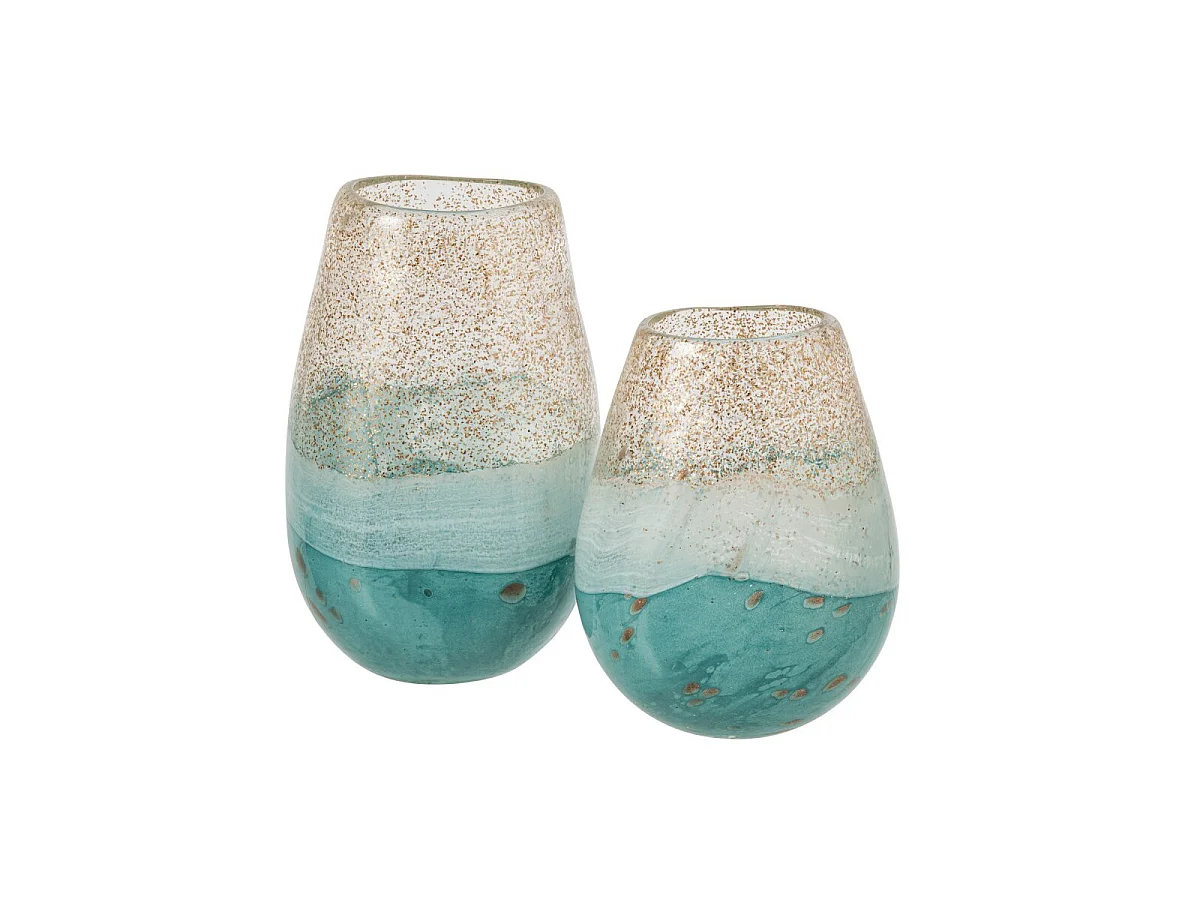 Vase Design en Verre "Gaspard" 24cm Turquoise