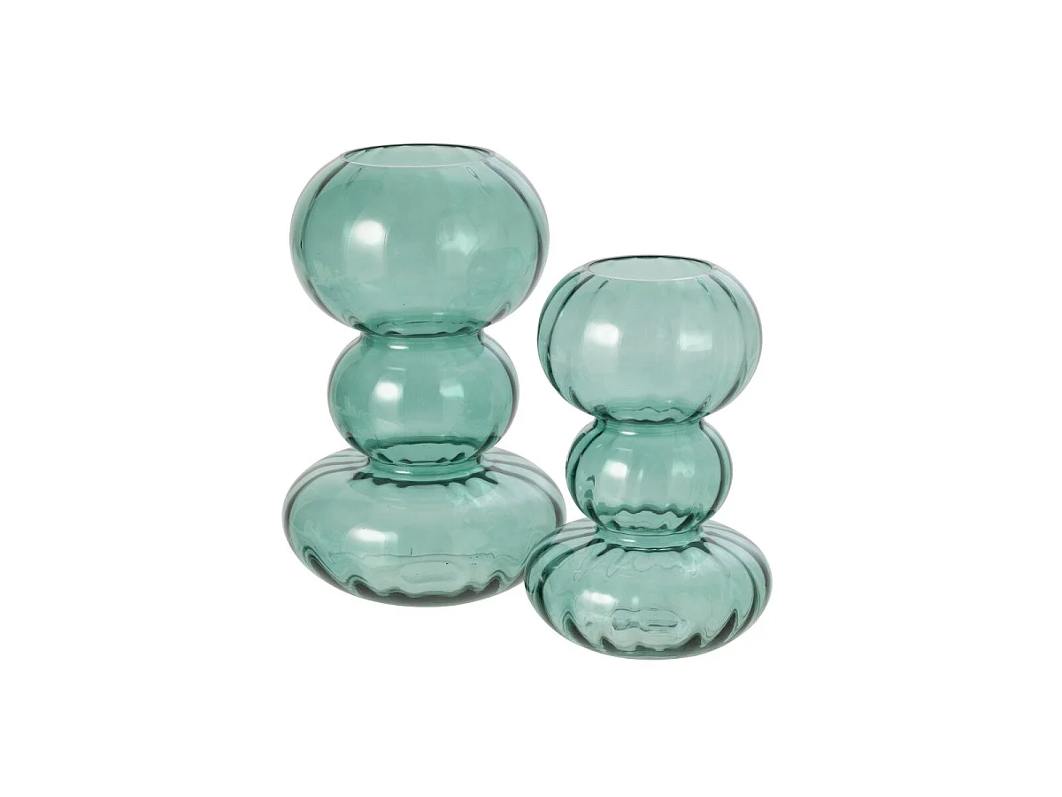 Vase Bulle en Verre "Rosalie" 33cm Bleu Pétrole