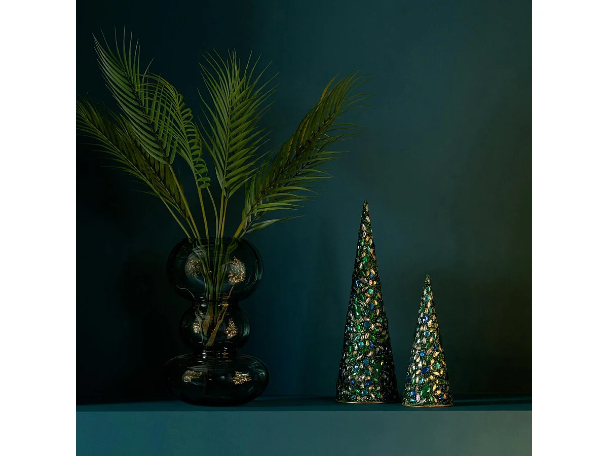Vase Bulle en Verre "Rosalie" 33cm Bleu Pétrole