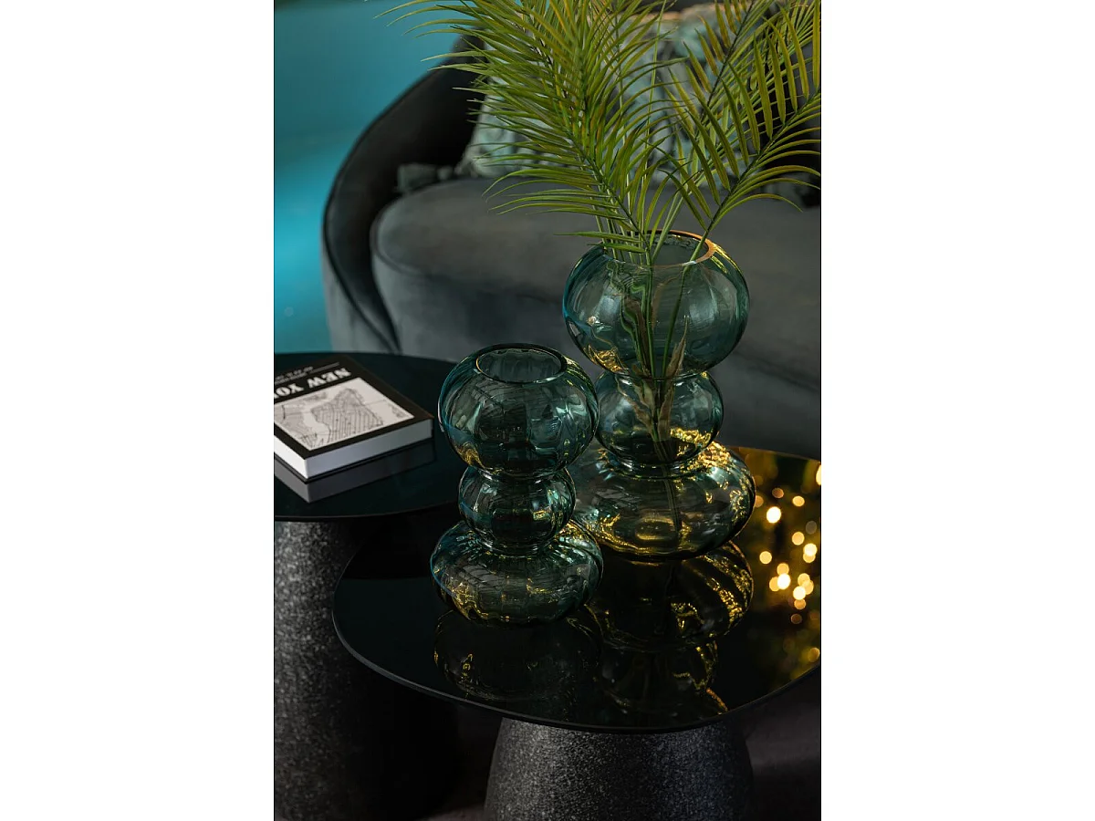 Vase Bulle en Verre "Rosalie" 33cm Bleu Pétrole