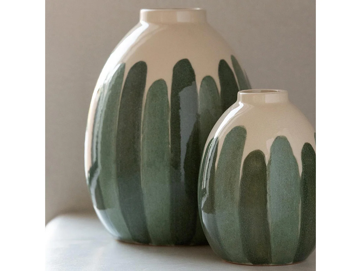 Vase Design en Grès "Joris" 20cm Vert