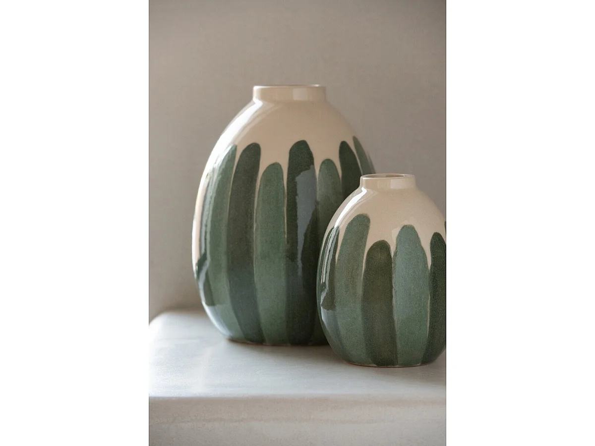 Vase Design en Grès "Joris" 20cm Vert