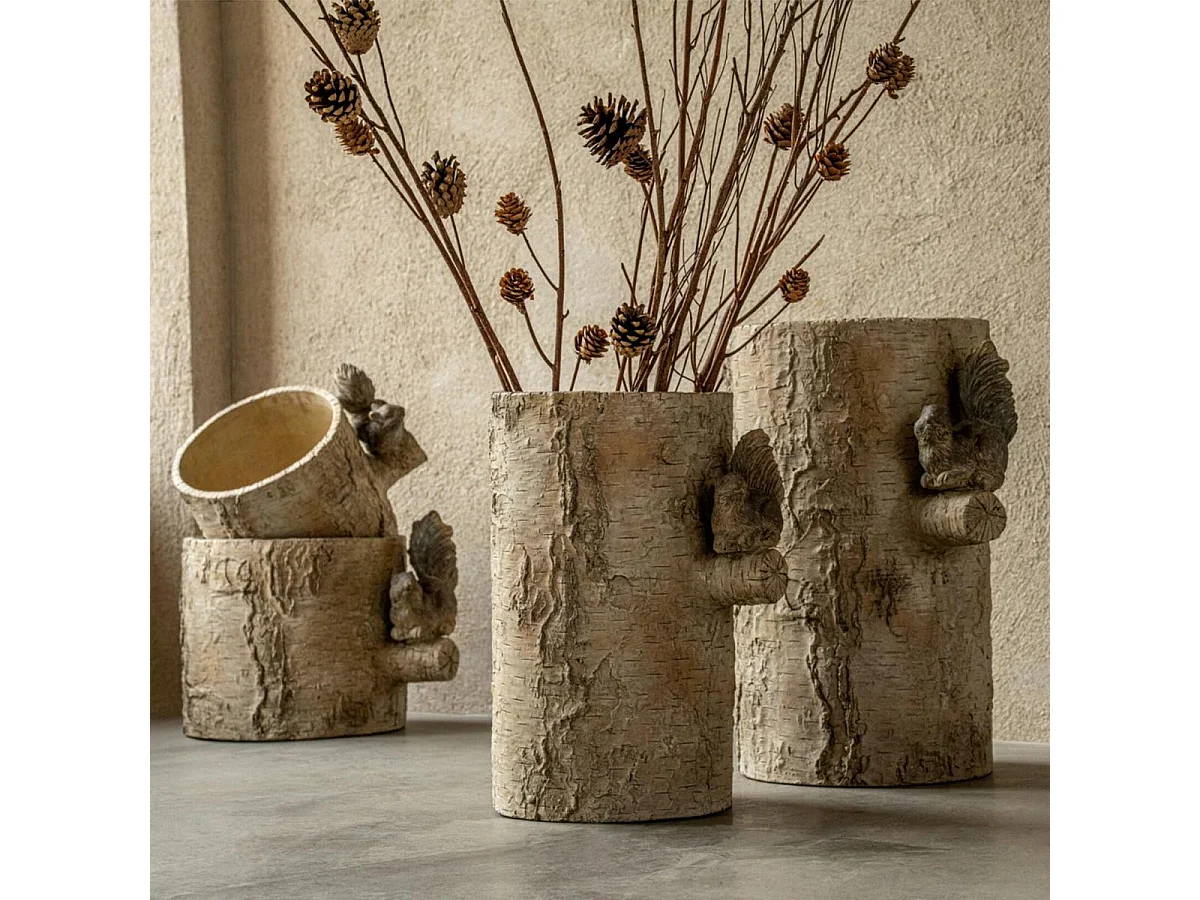 Cache-Pot Écureuil en Ciment "Aya" 28cm Beige