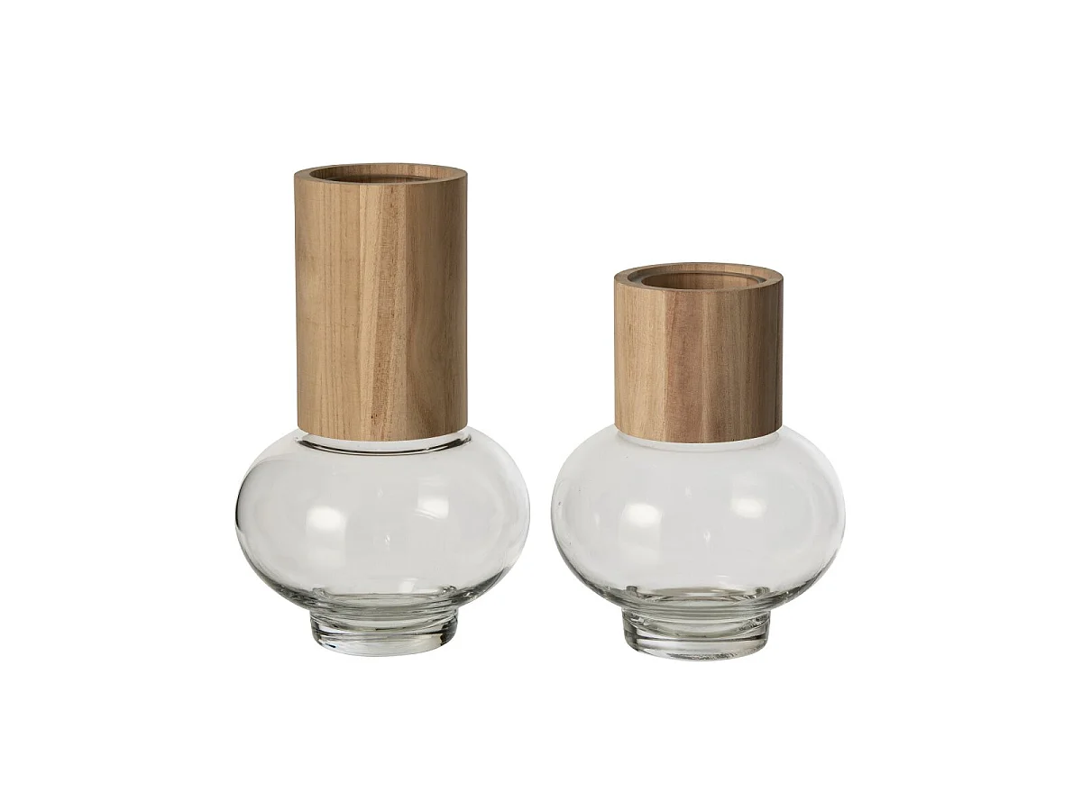 Vase Design en Verre "Nadia" 26cm Naturel