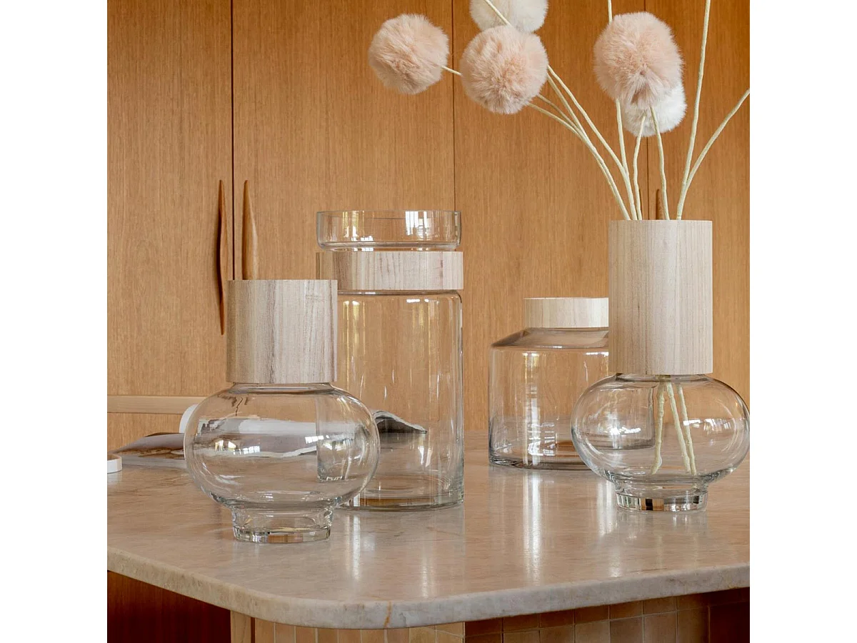 Vase Design en Verre "Nadia" 26cm Naturel