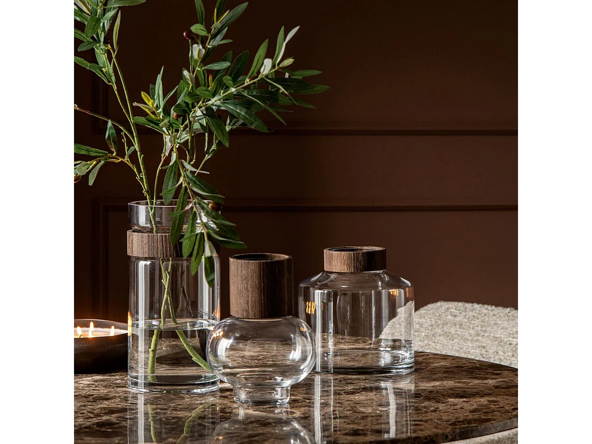 Vase Cylindre en Verre "Nadia" 30cm Marron