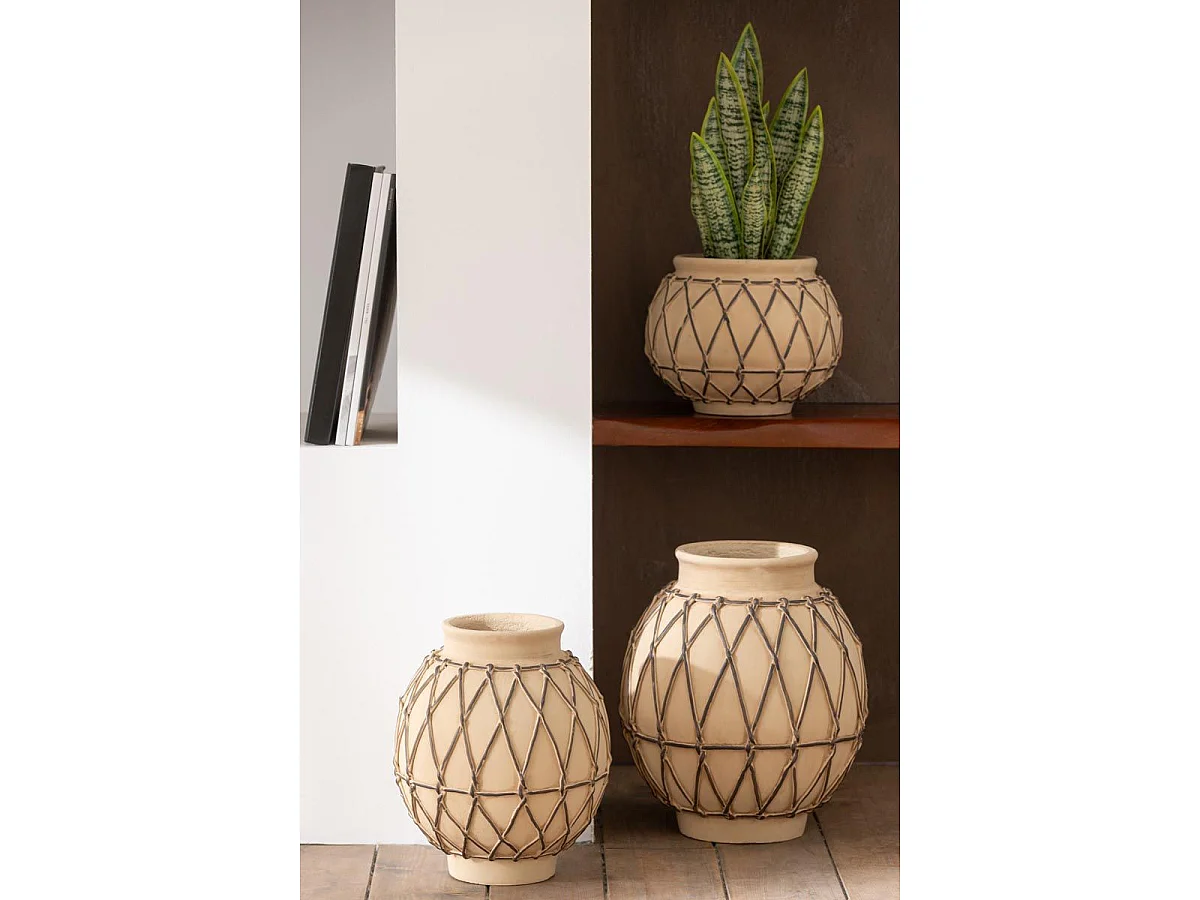 Cache-Pot en Ciment "Berbere" 35cm Beige