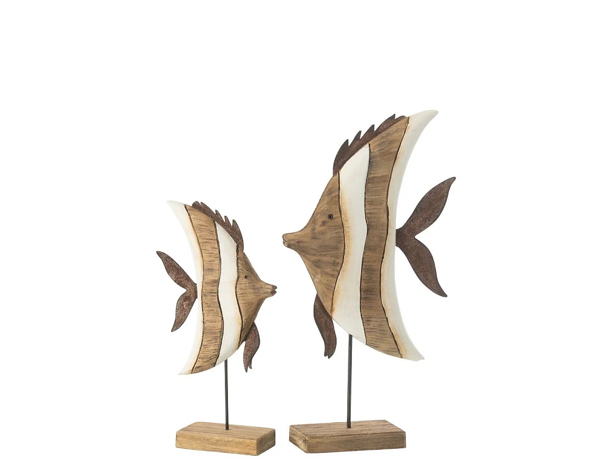 Statuette Poisson sur Pied en Bois "Ligne" 38cm Naturel