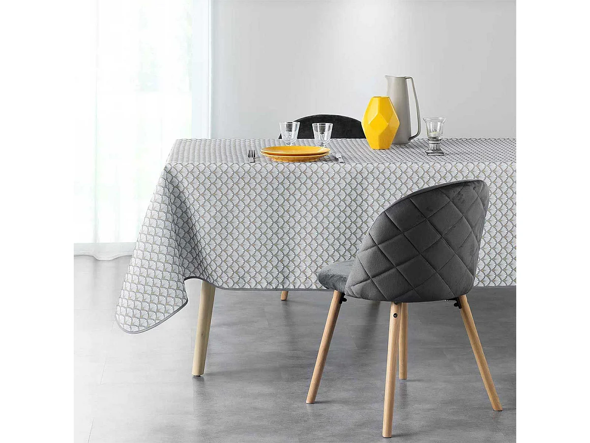 Nappe Imprimée "Art Chic" 150x240cm Gris & Blanc