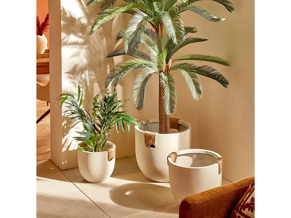 Lot de 3 Pots en Magnésie "Sien" 47cm Blanc