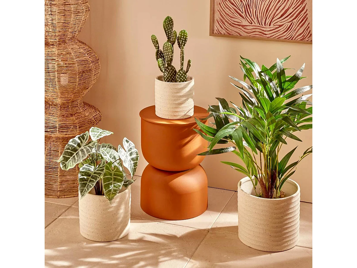 Lot de 3 Cache-Pots en Céramique "Elly" 25cm Blanc