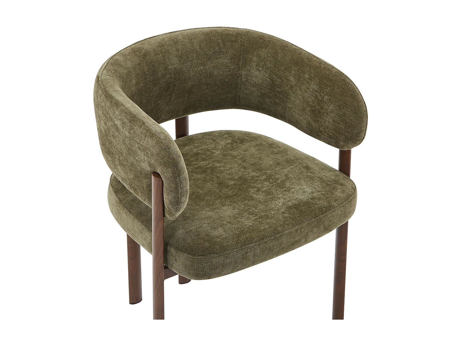 Lot de 6 chaises en tissu et métal effet bois - Vert et Naturel foncé - CIBARO