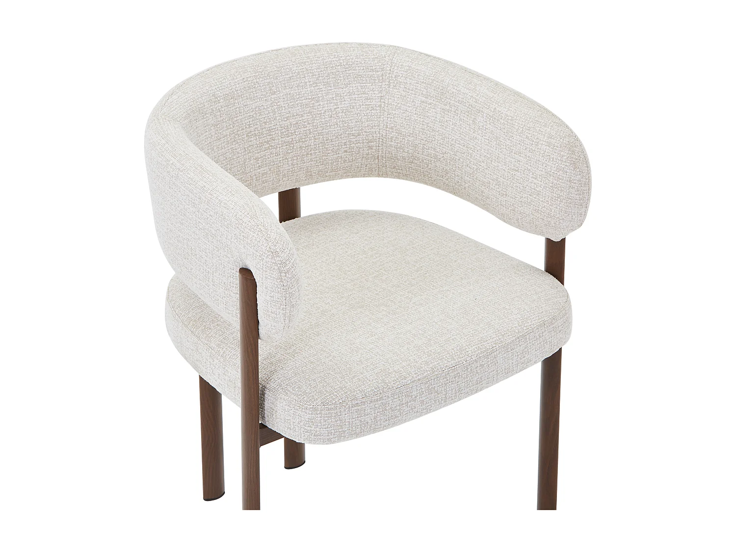 Lot de 6 chaises en tissu tweed et métal effet bois - Beige et Naturel foncé - CIBARO
