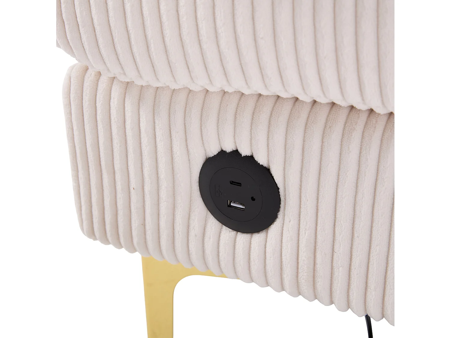 Canapé d'angle en U - Canapé d'angle 5 places avec assise profonde - Éclairage d'ambiance LED intégré et port USB - Structure en bois massif - Velours - Beige