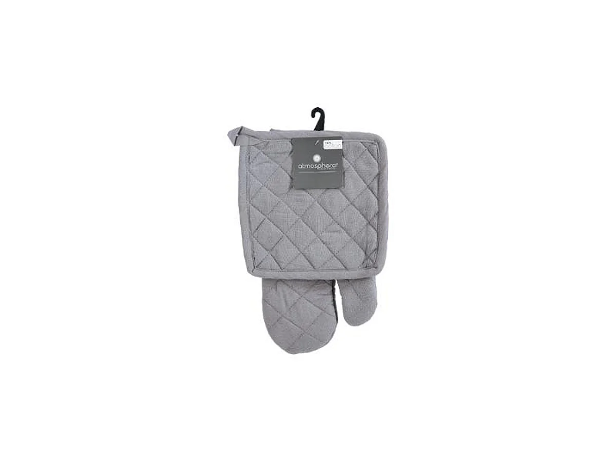Gant & Manique de Cuisine "Coton" 33cm Gris Clair
