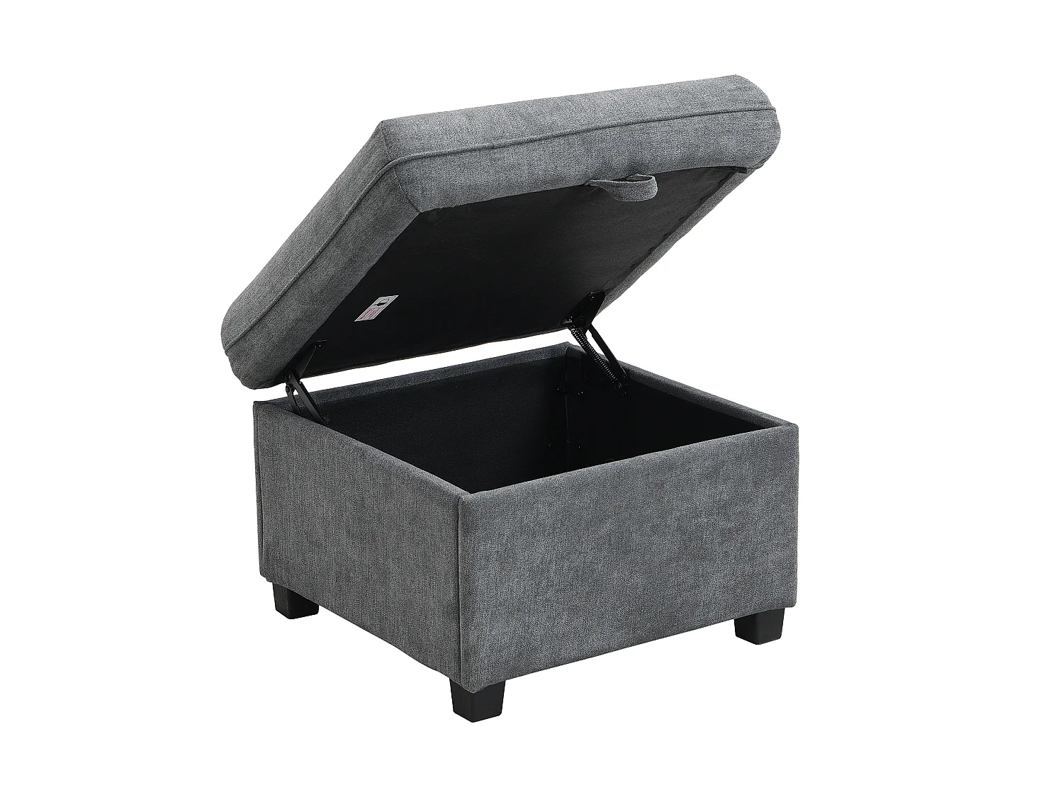 Canapé d'angle modulable 3 places avec 2 tiroirs et 2 poufs de rangement  - Chenille - Gris foncé