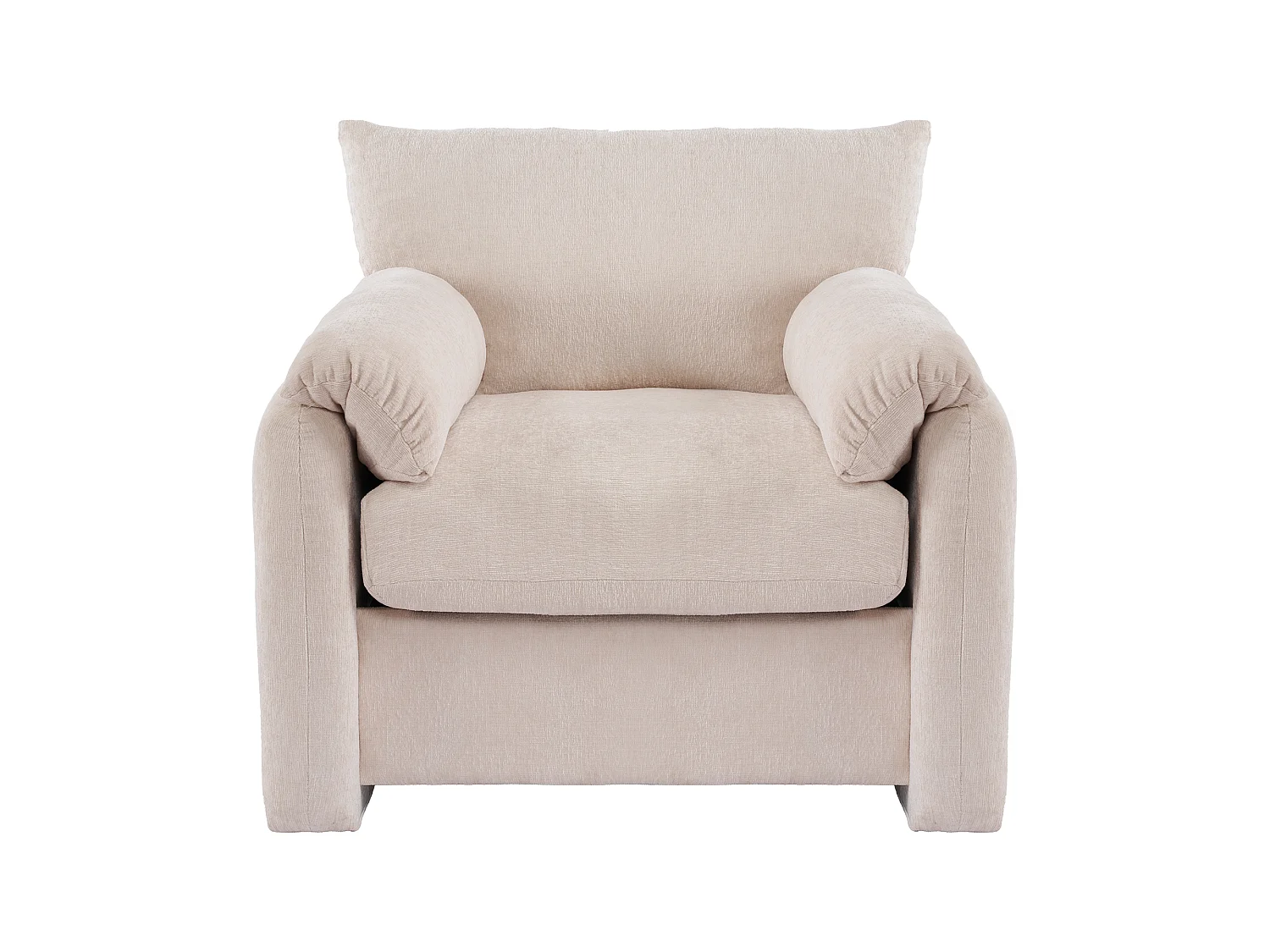Fauteuil surdimensionné 1 place – Mousse haute résilience et coussins d'accoudoirs – Structure en bois massif/métal 150 kg – Chenille – Beige