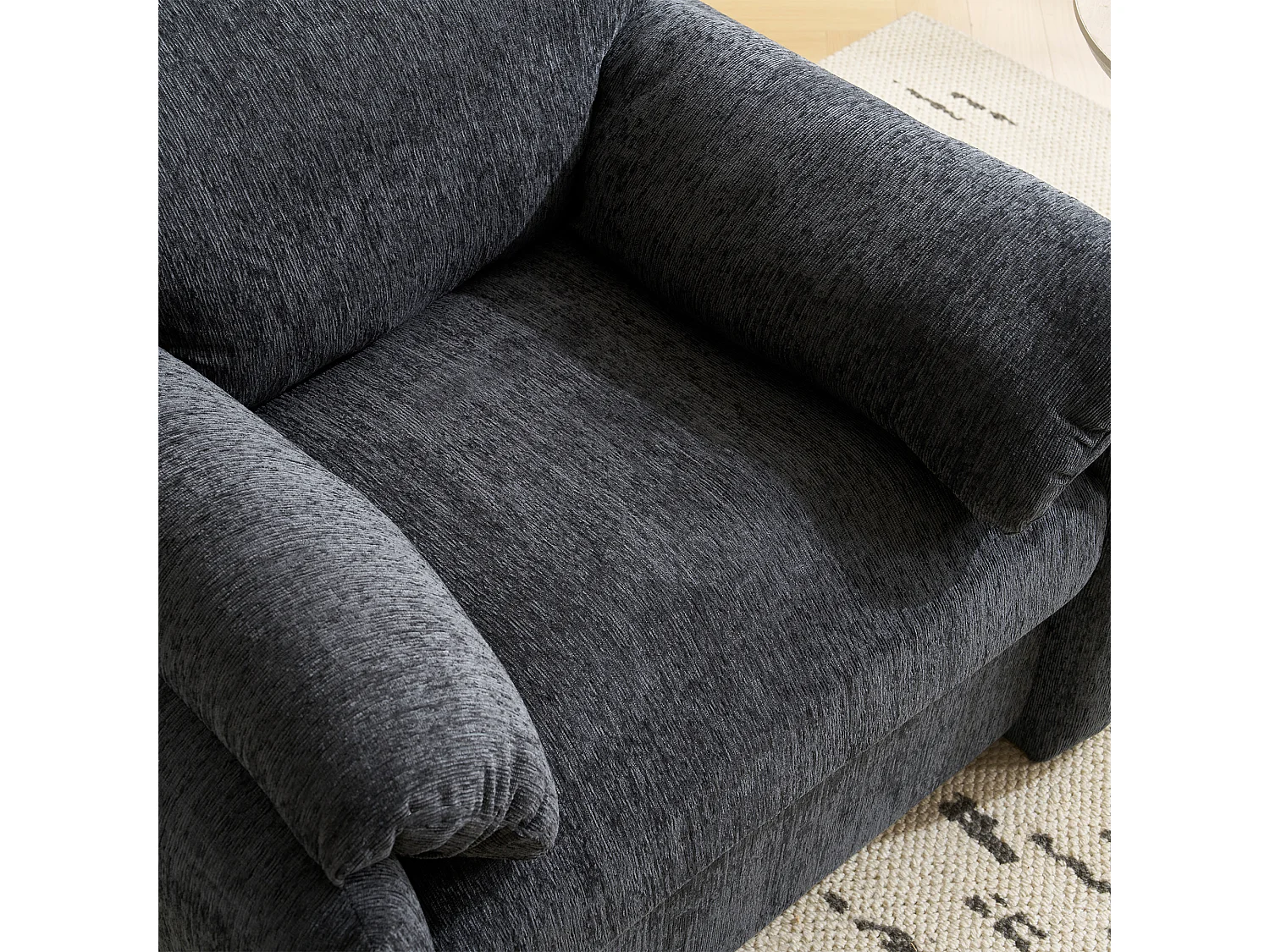 Fauteuil – 1-Zits Oversized Chenille Fauteuil – Hoge Elastische Schuimvulling en Pocketveren – Massief Hout en IJzer Frame – Grijs