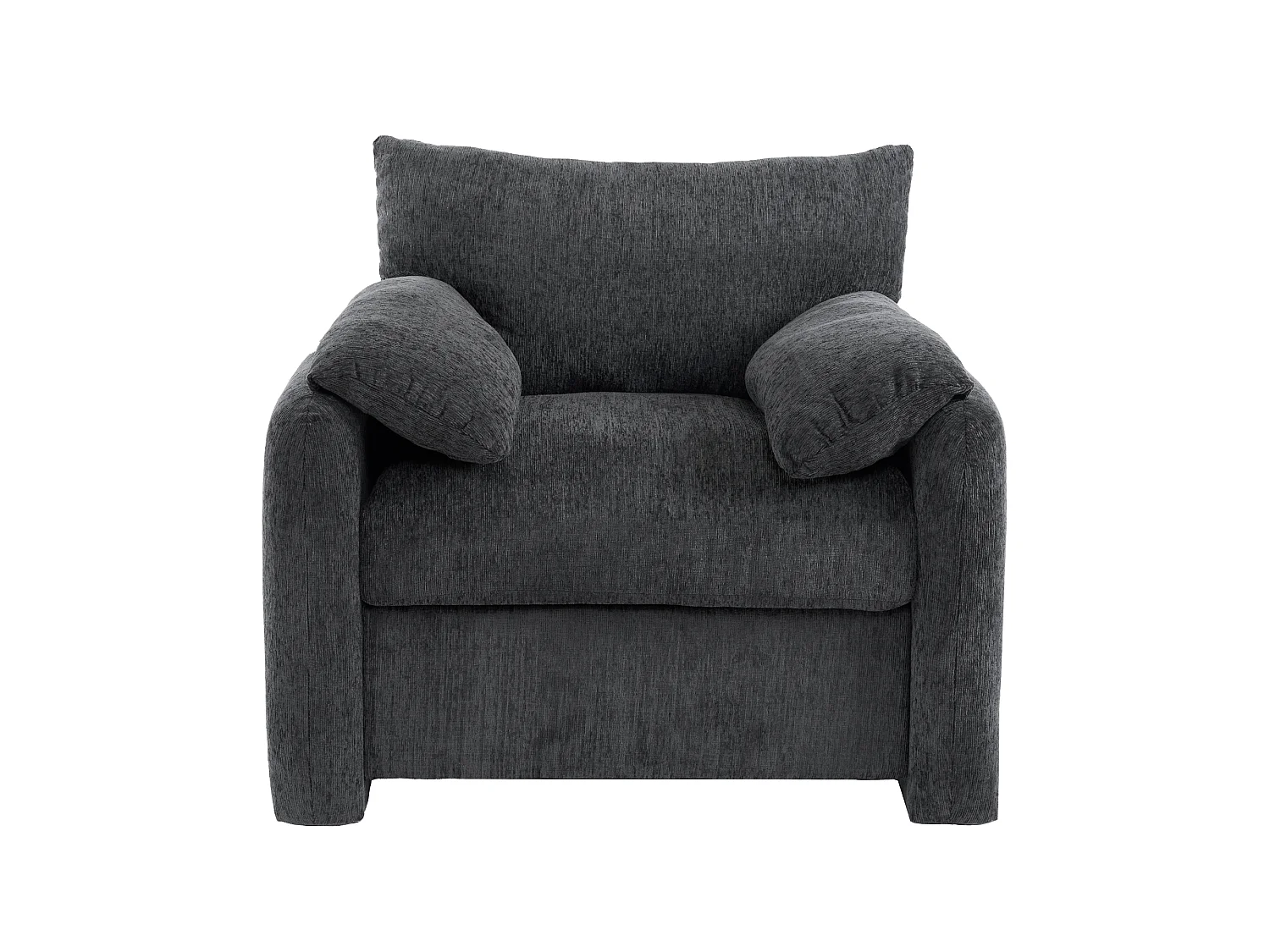 Fauteuil – 1-Zits Oversized Chenille Fauteuil – Hoge Elastische Schuimvulling en Pocketveren – Massief Hout en IJzer Frame – Grijs