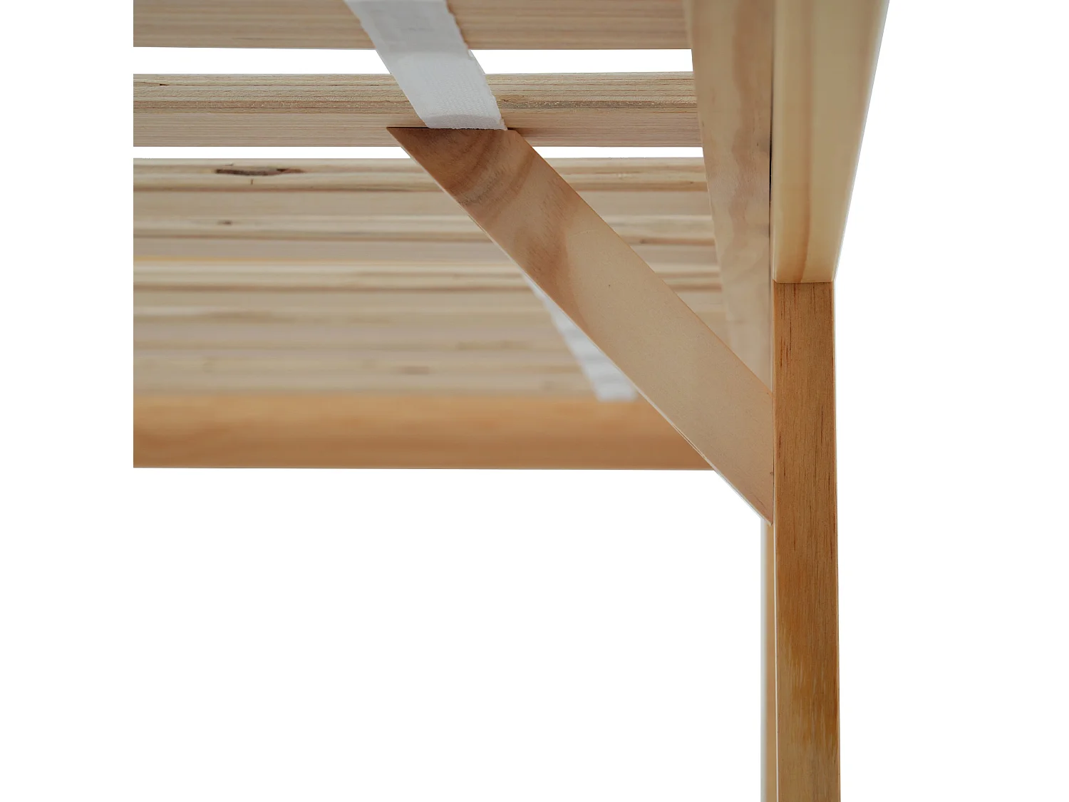 Lit simple 90x200 cm, bois massif blanc et naturel, avec tête de lit blanche et pied central, sans matelas