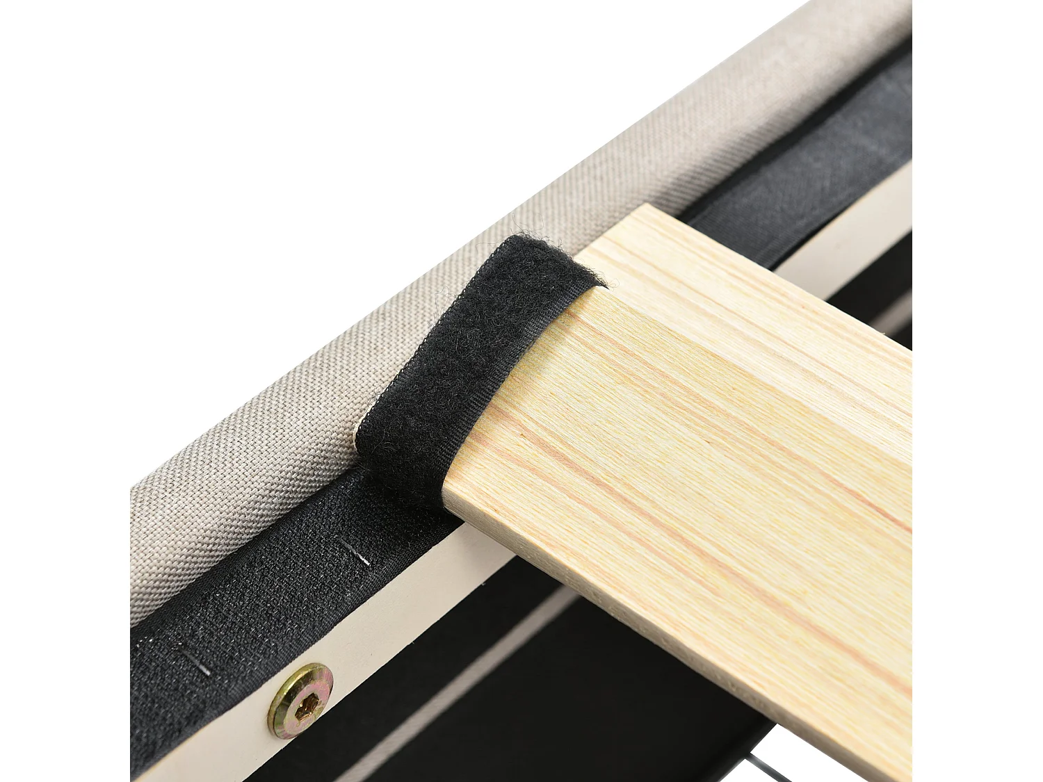 Lit simple capitonné 90x200 cm avec matelas inclus, lin naturel, rangement à 2 tiroirs et tête de lit réglable, lit complet prêt à l'emploi