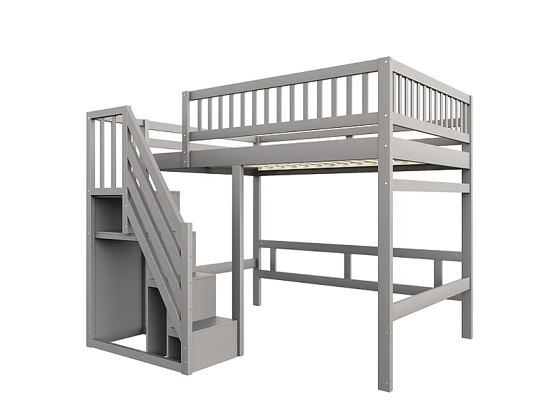 Literas 140x200cm - con escalera - Pino+Contrachapado+MDF - Gris