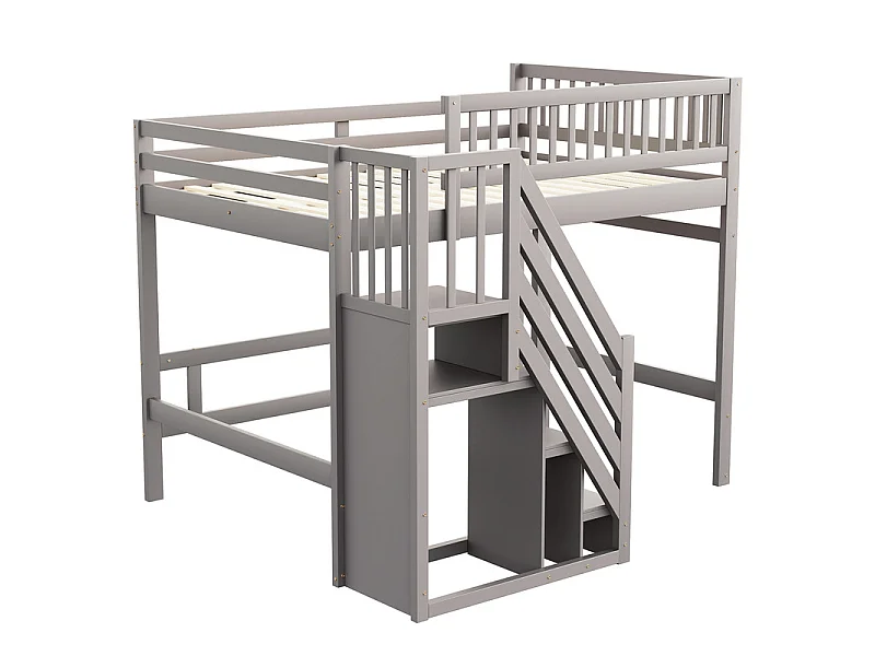 Literas 140x200cm - con escalera - Pino+Contrachapado+MDF - Gris