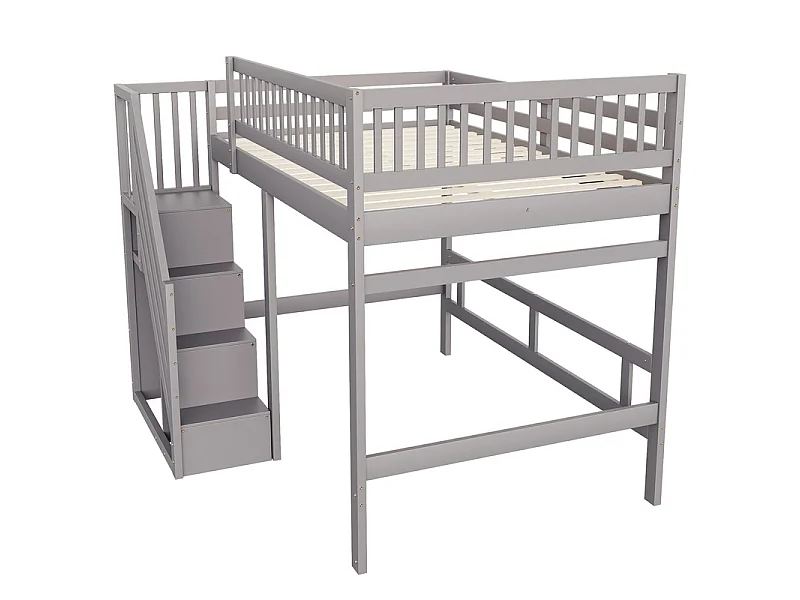 Literas 140x200cm - con escalera - Pino+Contrachapado+MDF - Gris