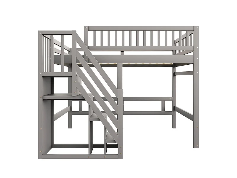 Literas 140x200cm - con escalera - Pino+Contrachapado+MDF - Gris