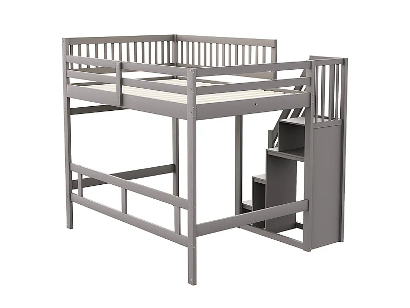 Literas 140x200cm - con escalera - Pino+Contrachapado+MDF - Gris