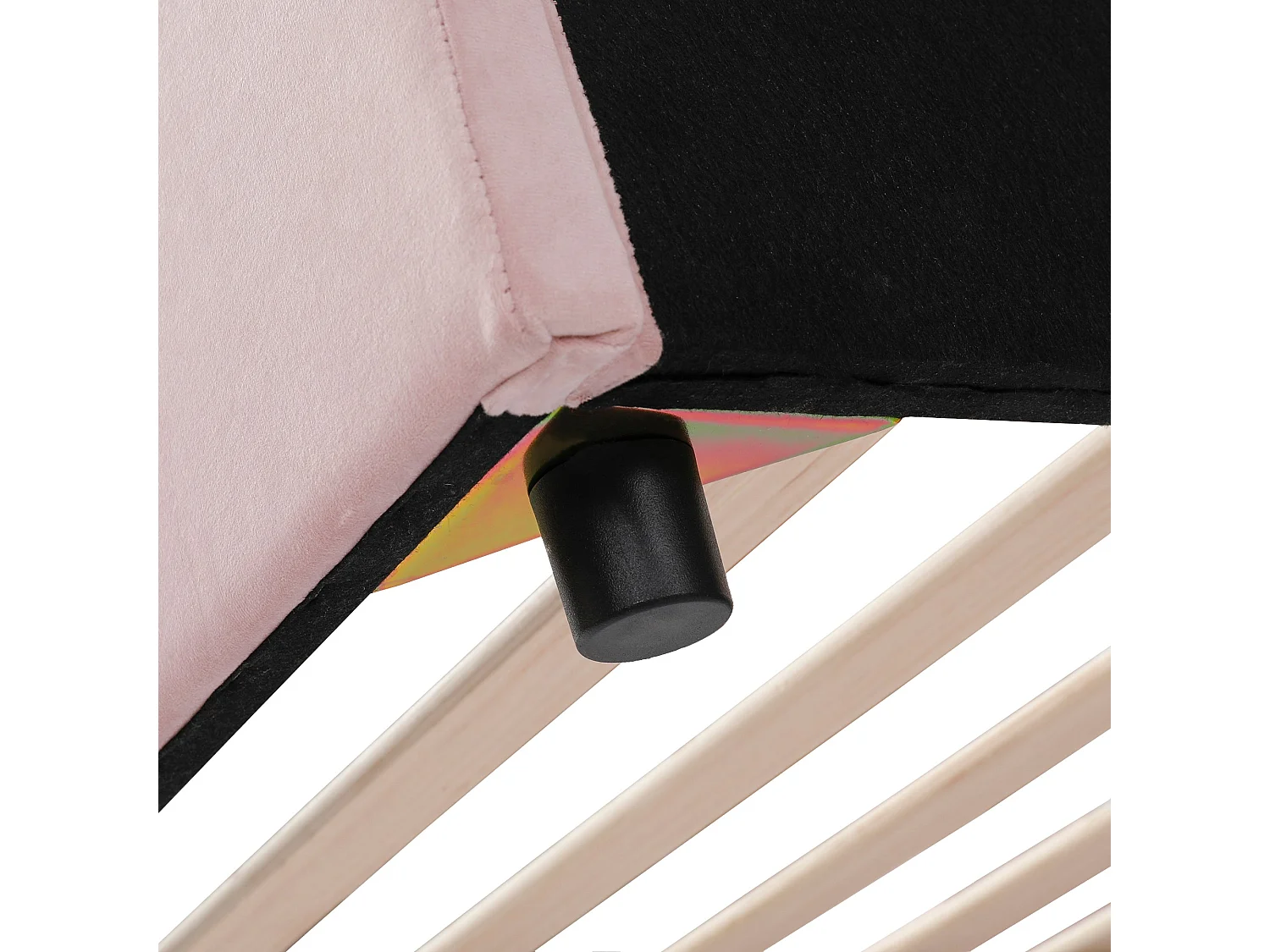 Lit enfant 140x200 cm, velours rose, avec bureau, tabouret et étagère, sans matelas