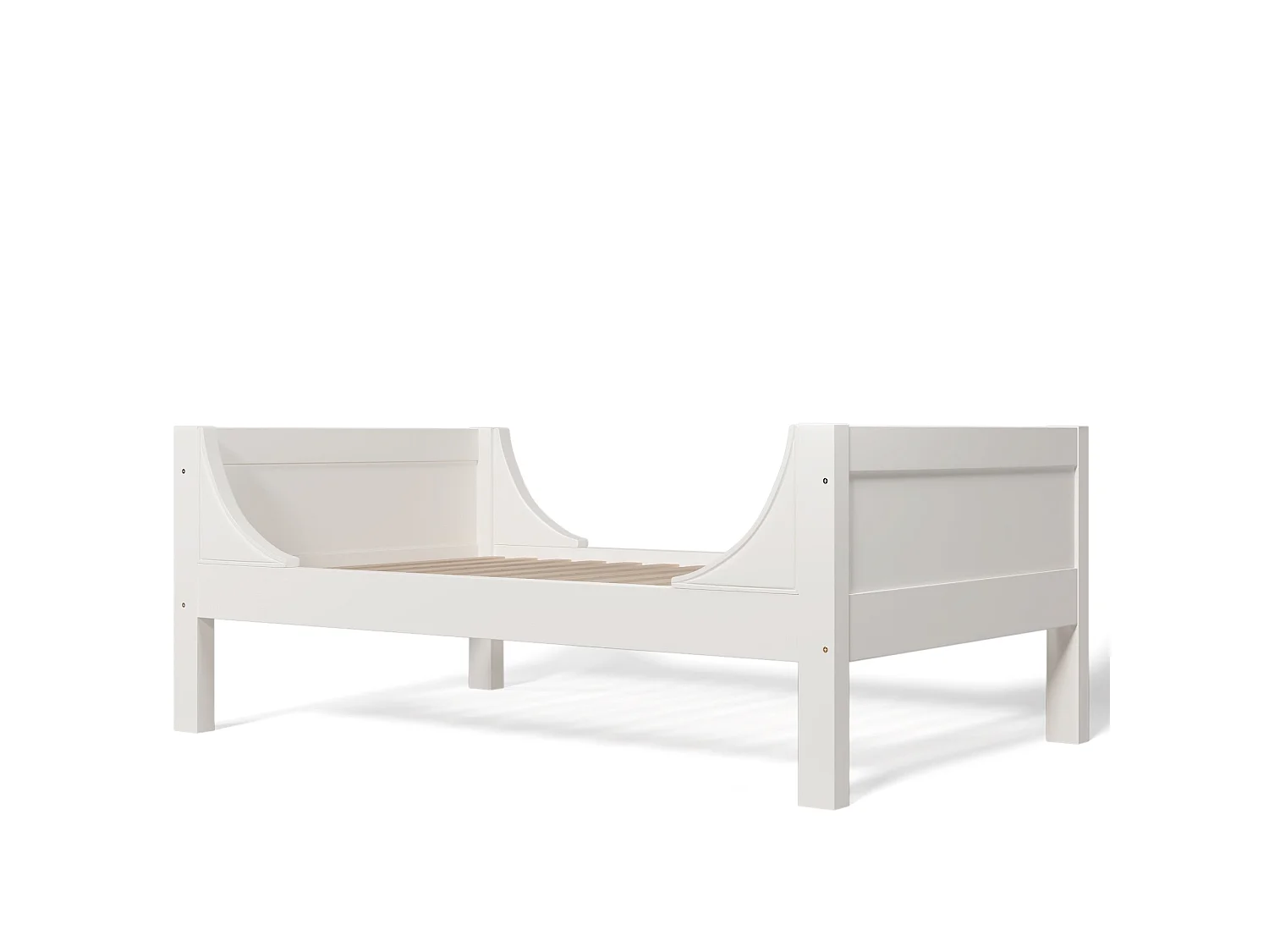 Lit superposé traîneau 90x200 cm, blanc, séparable en 2 lits simples, avec échelle modulable, sans matelas