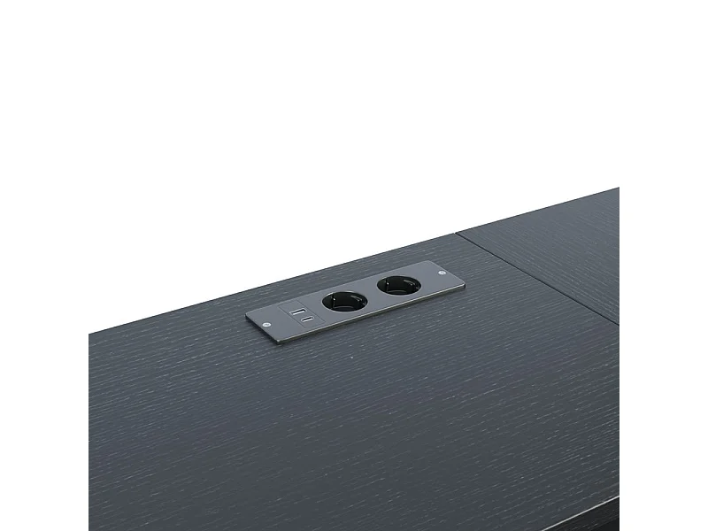 Litera 3 plazas 90/140x200cm, con escritorio, enchufe doble, USB y Type-C, Negro