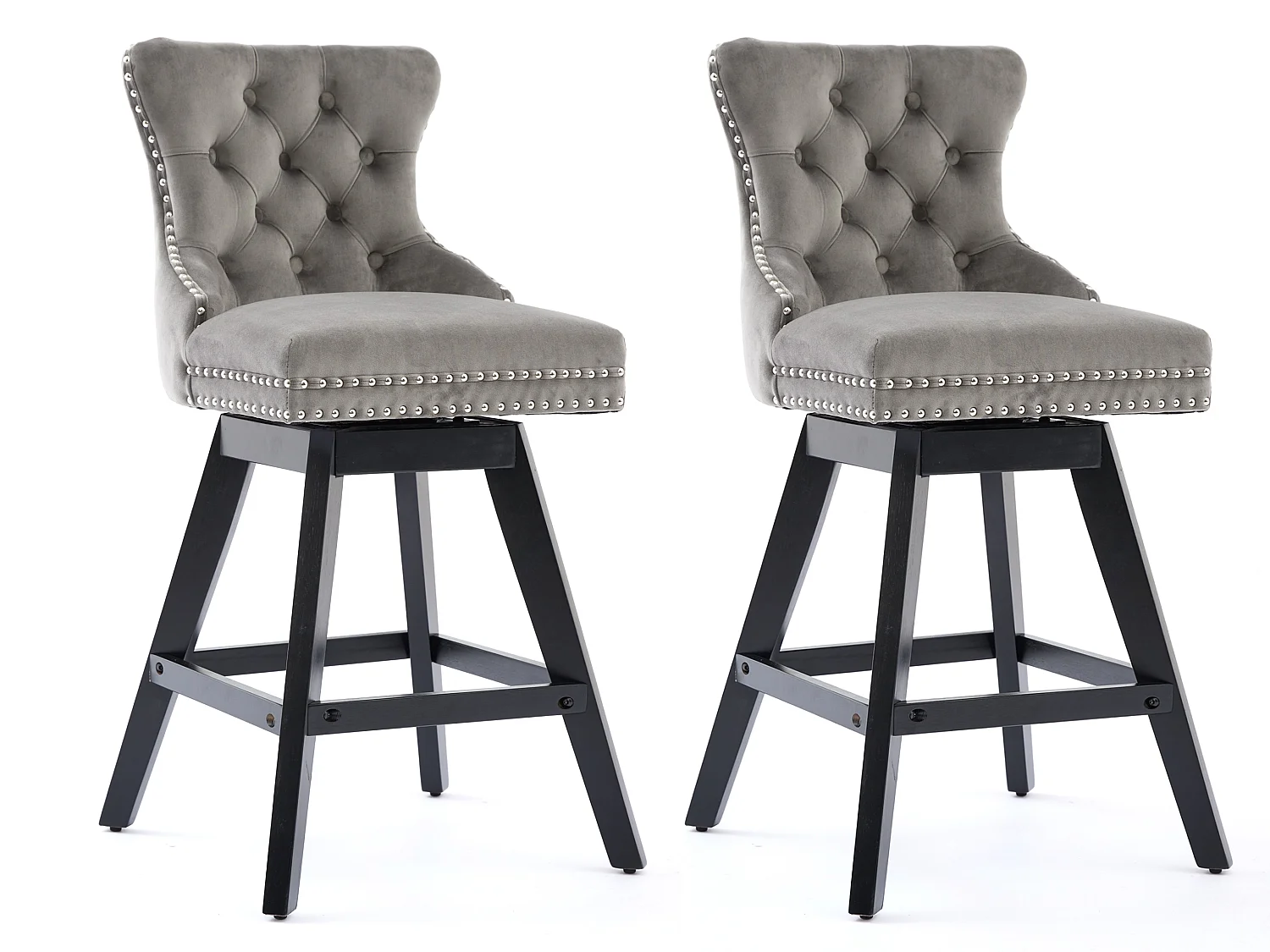 Set van 2 fluwelen barkrukken met wingback rugleuning en draaibare zitting 65 5 cm