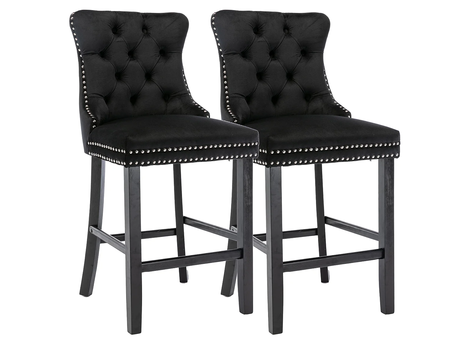 Set van 2 fluwelen barkrukken in wingback stijl met hoge rugleuning en zithoogte van 67 cm