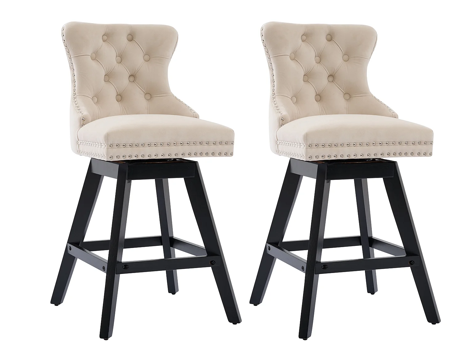 Set van 2 fluwelen barkrukken met wingback rugleuning en draaibare zitting 65 5 cm