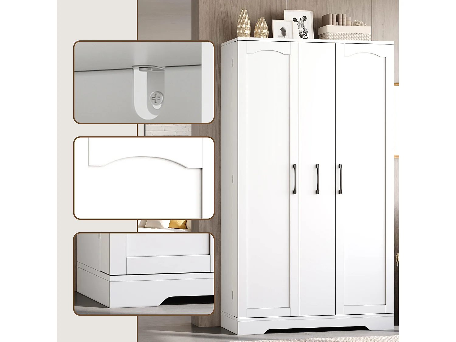 Armoire de cuisine avec rangements de porte et colonne coulissante 4 niveaux avec étagères réglables