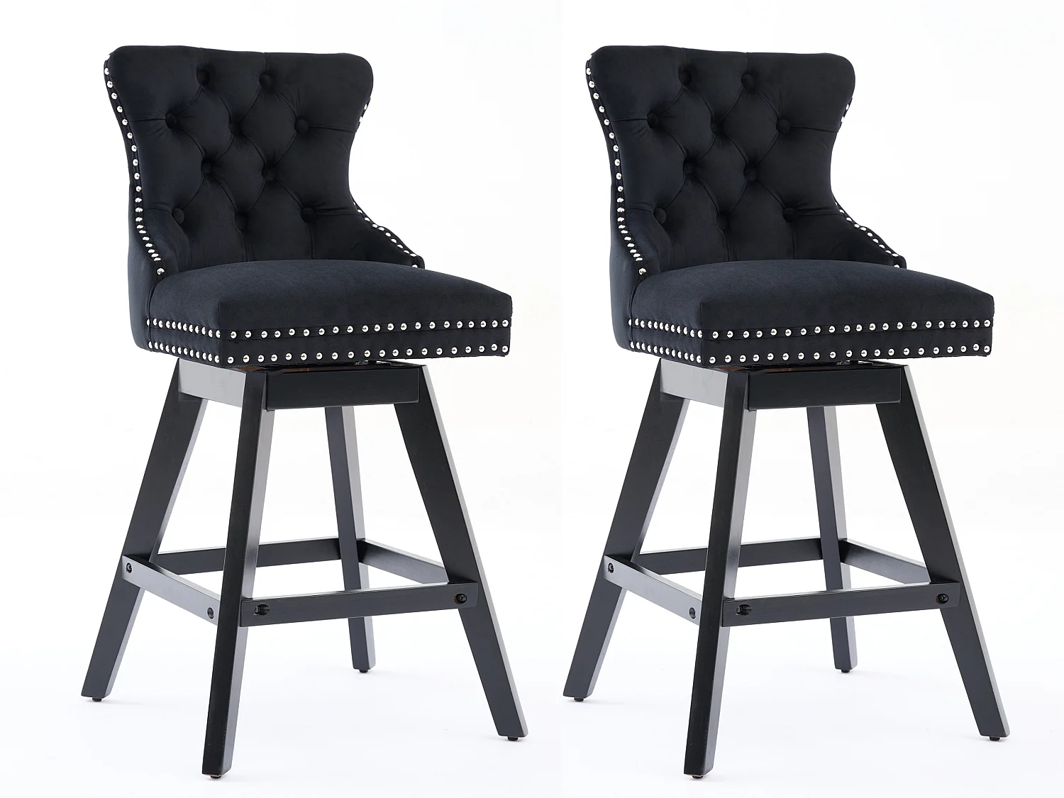 Set van 2 fluwelen barkrukken met wingback rugleuning en draaibare zitting 65 5 cm